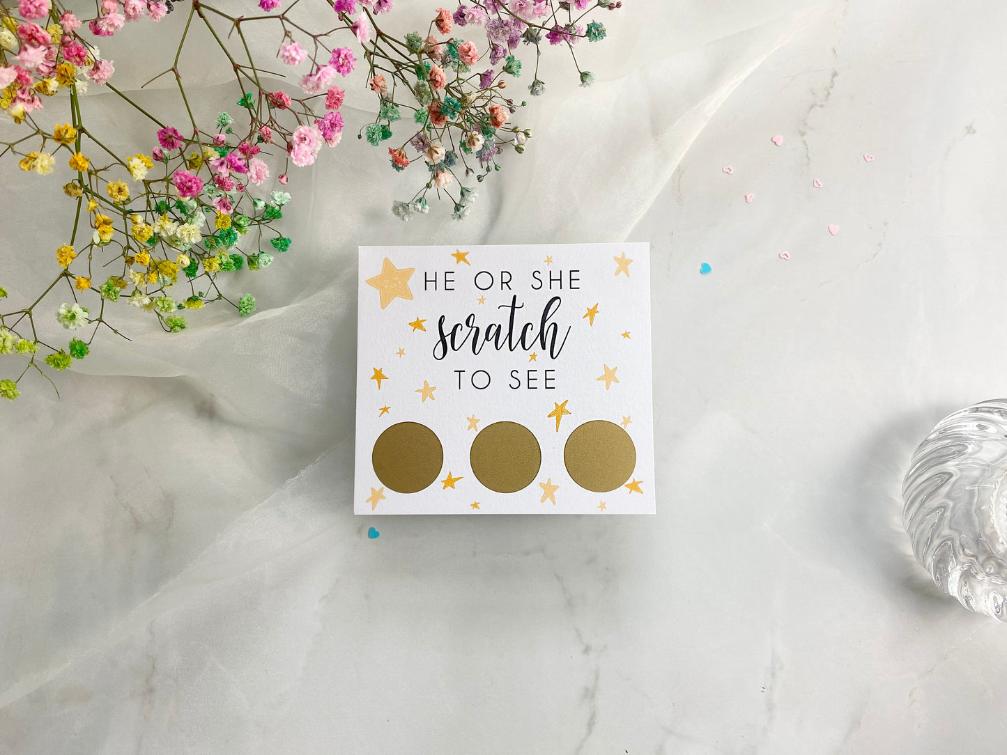 Star Gender Reveal Scratch Card: Boy or Girl Pregnancy Announcement