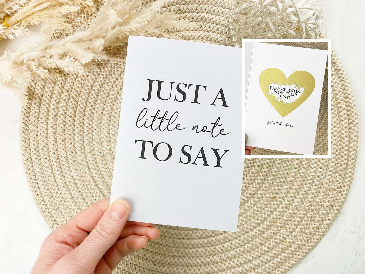Pregnancy Announcement Scratch Card, Just a Note To Say, Having A Baby, New Baby Card, Baby Announcement