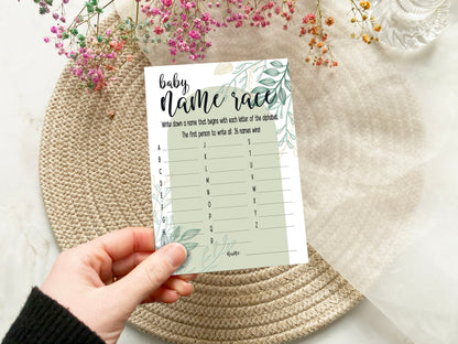 Sage Green Baby Shower Bundle, Prediction and Advice Cards Game, Greenery Theme, Mum To Be, Boy Baby Shower