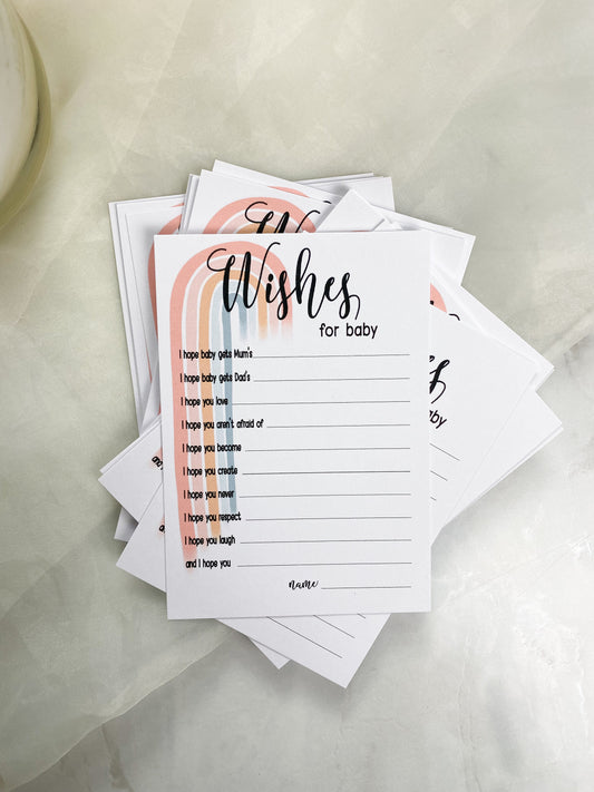 Pastel Rainbow Wishes for Baby Cards: Gender Neutral Baby Shower Keepsake