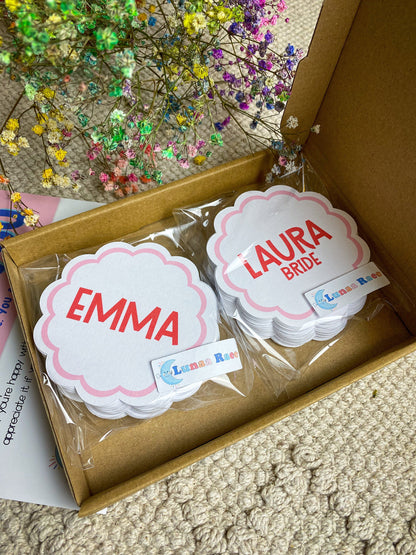 Custom Scalloped Circle Wedding Place Card, Wavy Wedding Name Cards, Table Place Cards, Place Setting