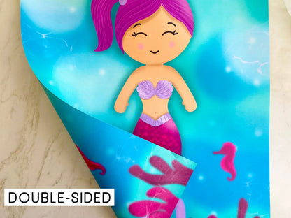 Pin The Tail on the Mermaid Game, Girls Birthday Party Theme, Pink Mermaid, Double-sided Poster A2