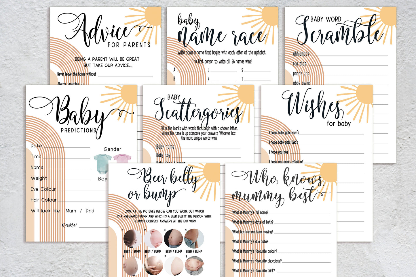 Our Ray of Sunshine Baby Shower Wishes for Baby Game, Mum To Be, Gender Reveal Party, Neutral