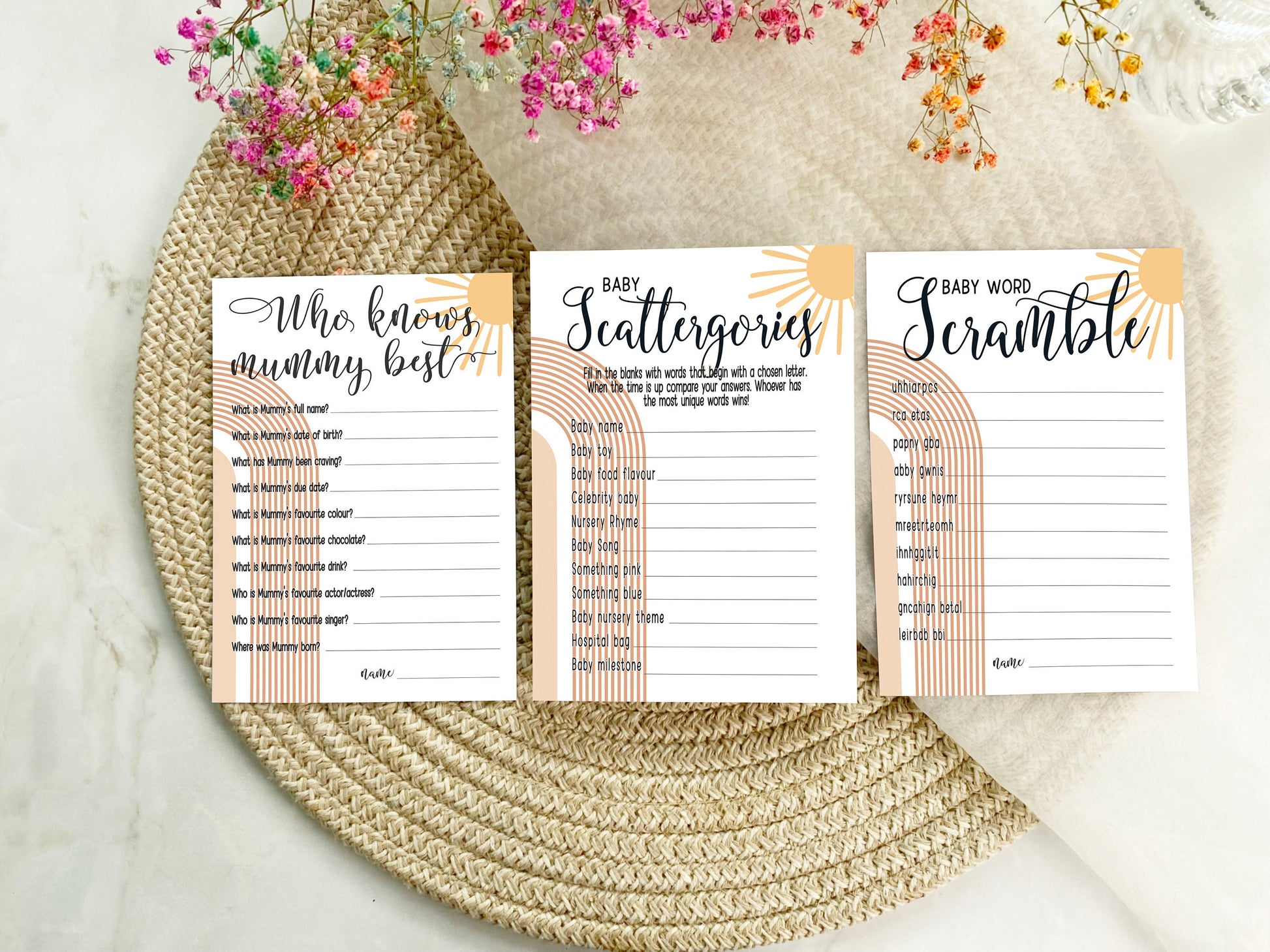 Our Ray of Sunshine Baby Shower Prediction Cards Game, Mum To Be, Gender Reveal Party, Neutral