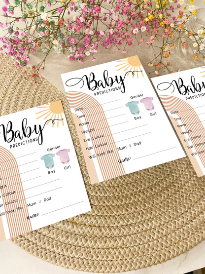 Our Ray of Sunshine Baby Shower Prediction Cards Game, Mum To Be, Gender Reveal Party, Neutral
