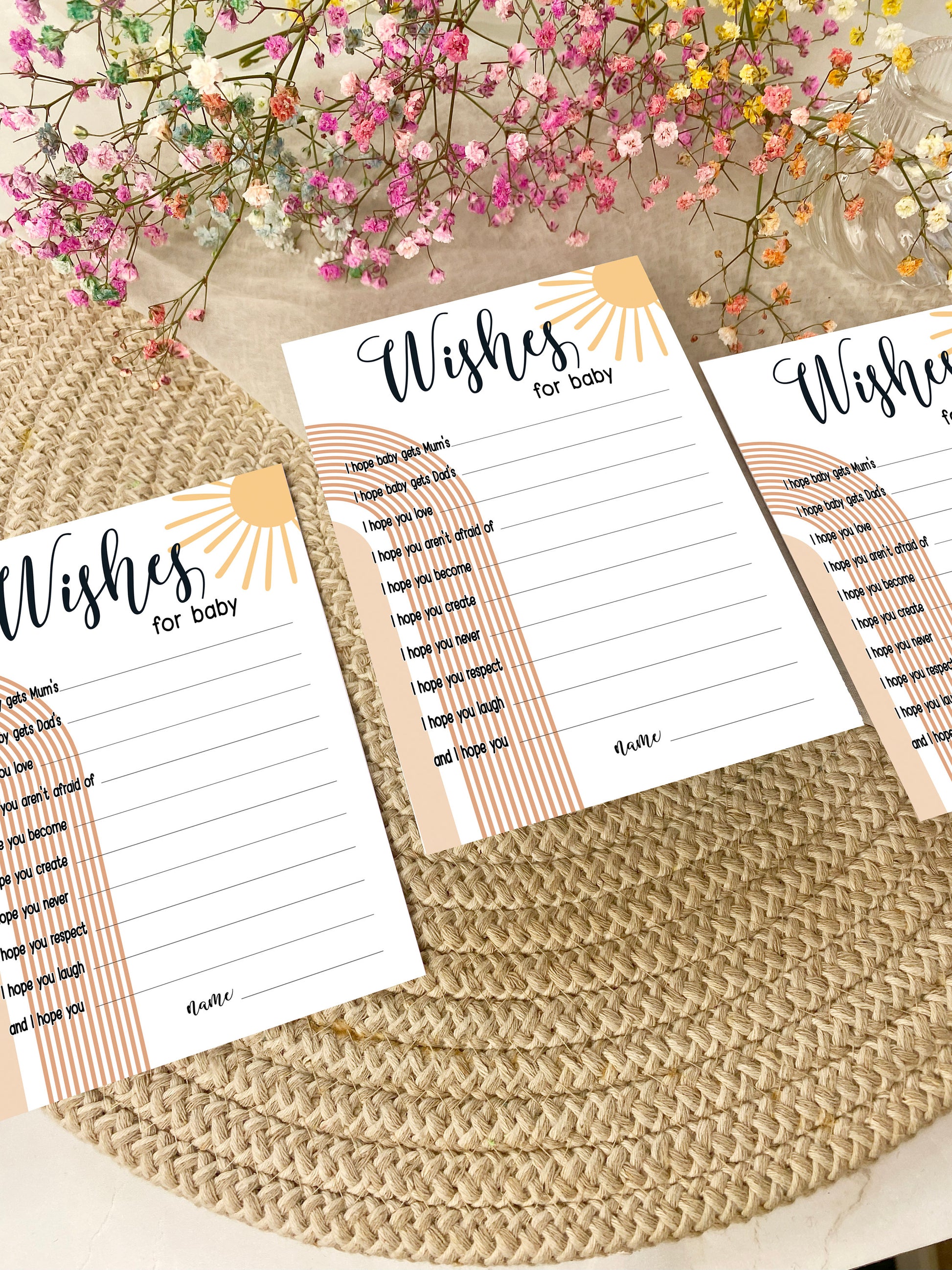 Our Ray of Sunshine Baby Shower Wishes for Baby Game, Mum To Be, Gender Reveal Party, Neutral