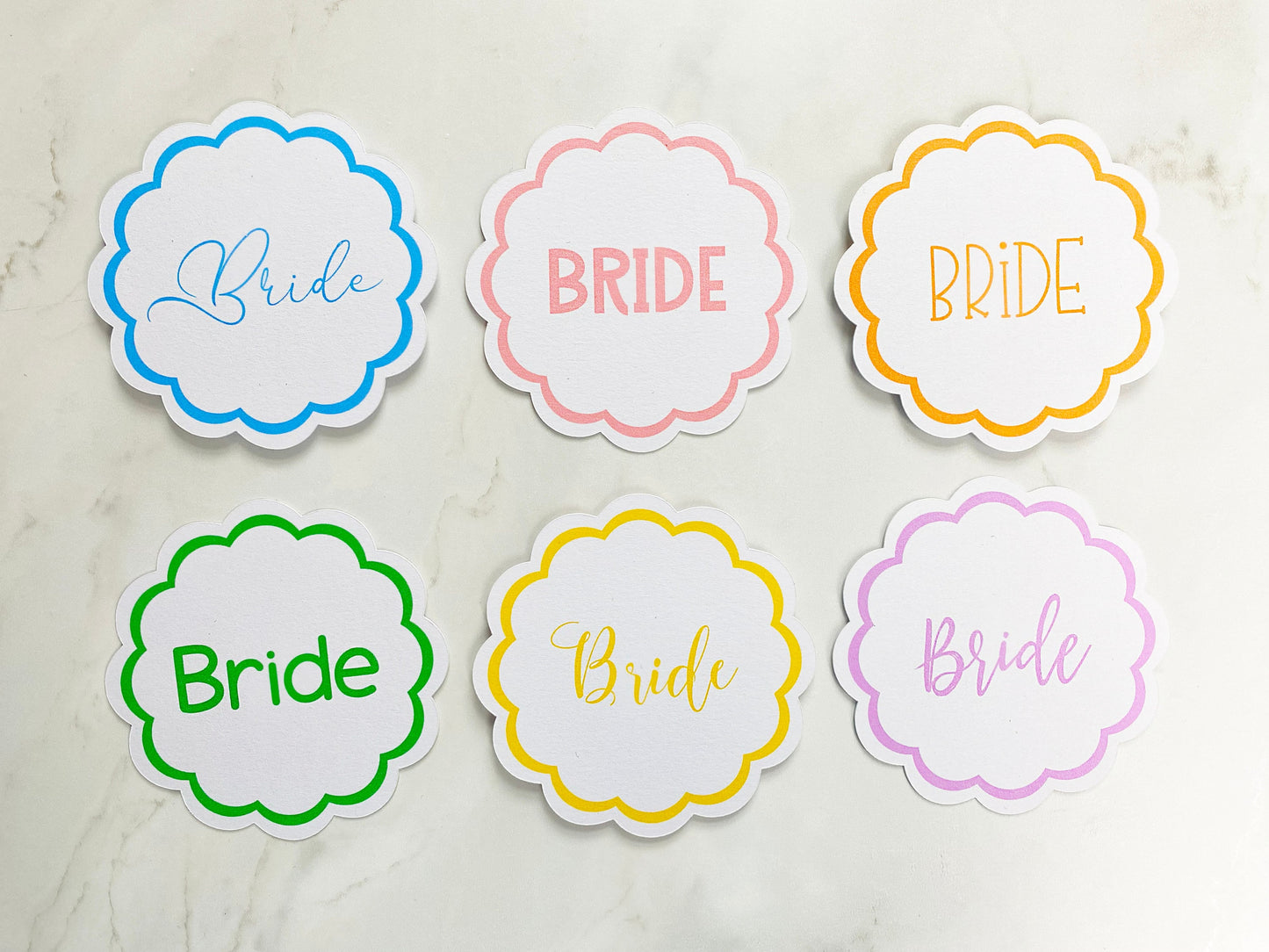 Custom Scalloped Circle Wedding Place Card, Wavy Wedding Name Cards, Table Place Cards, Place Setting