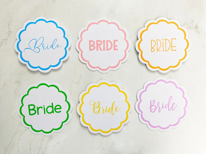 Custom Scalloped Circle Wedding Place Card, Wavy Wedding Name Cards, Table Place Cards, Place Setting