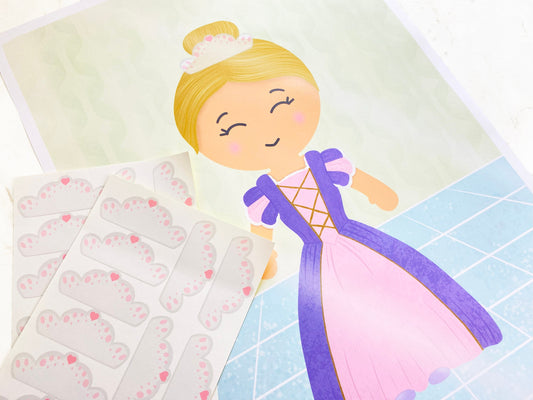 Pin The Crown on the Princess Game, Girls Birthday Party Theme, Pink Princess, Double-sided Poster A2