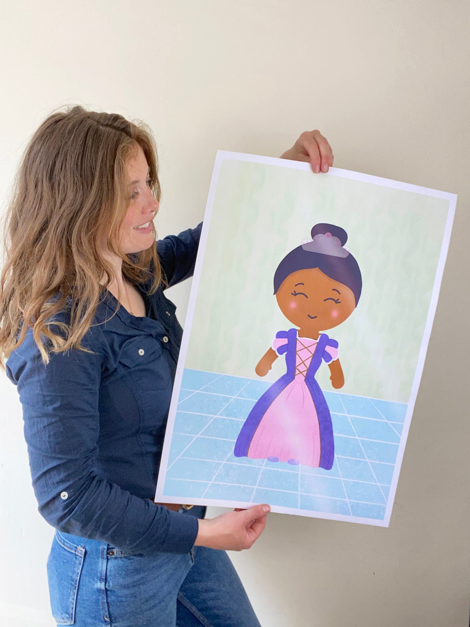 Pin The Crown on the Princess Game, Girls Birthday Party Theme, Pink Princess, Double-sided Poster A2