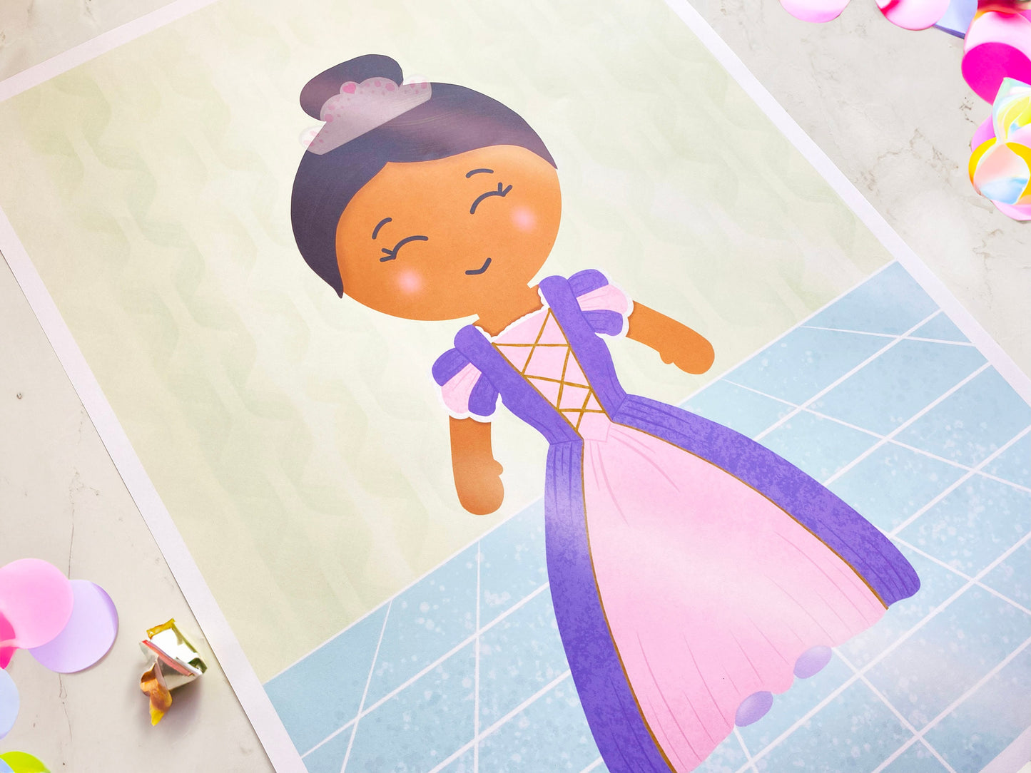 Pin The Crown on the Princess Game, Girls Birthday Party Theme, Pink Princess, Double-sided Poster A2