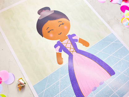 Pin The Crown on the Princess Game, Girls Birthday Party Theme, Pink Princess, Double-sided Poster A2