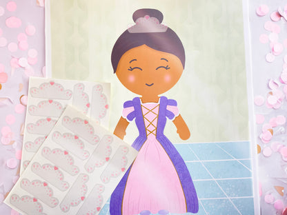 Pin The Crown on the Princess Game, Girls Birthday Party Theme, Pink Princess, Double-sided Poster A2