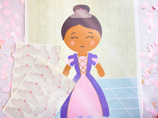 Pin The Crown on the Princess Game, Girls Birthday Party Theme, Pink Princess, Double-sided Poster A2