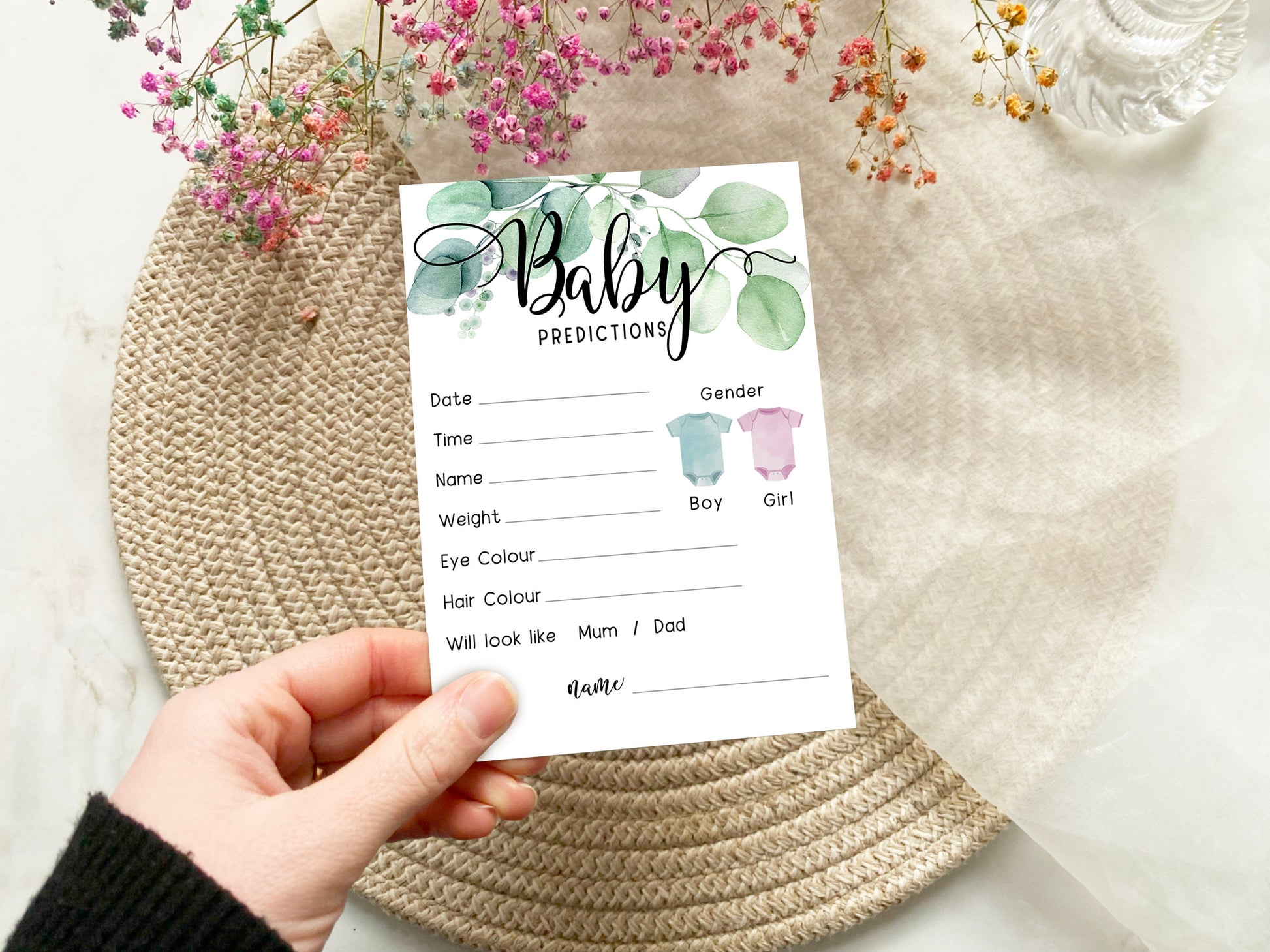 Eucalyptus Greenery Baby Shower Games Bundle, Prediction and Advice Cards Game, Neutral Baby Shower, Mum To Be, Gender Reveal Party