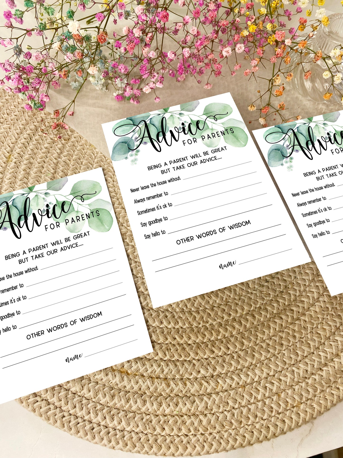 Eucalyptus Greenery Baby Shower Games Bundle, Prediction and Advice Cards Game, Neutral Baby Shower, Mum To Be, Gender Reveal Party