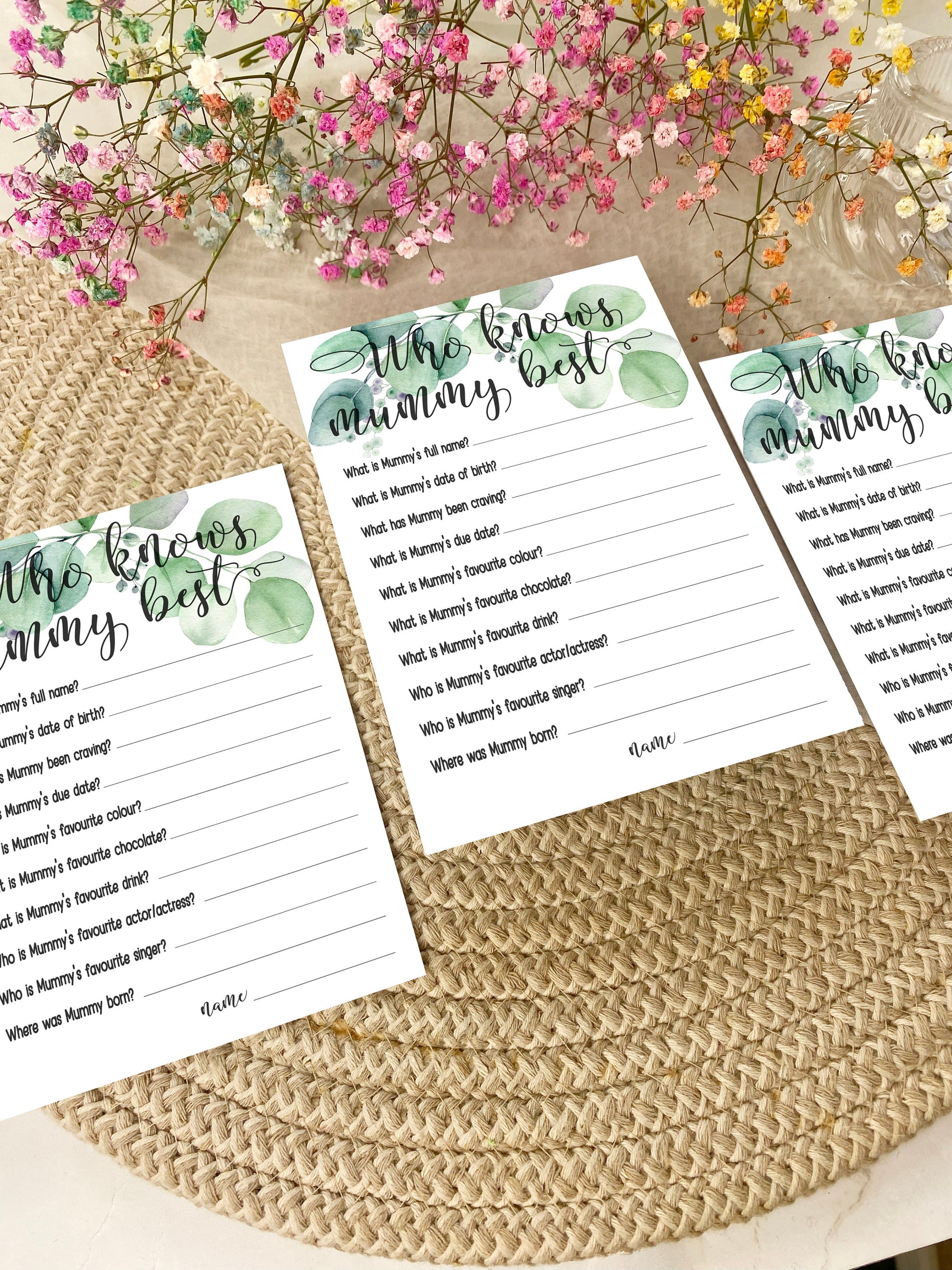 Eucalyptus Greenery Baby Shower Games Bundle, Prediction and Advice Cards Game, Neutral Baby Shower, Mum To Be, Gender Reveal Party