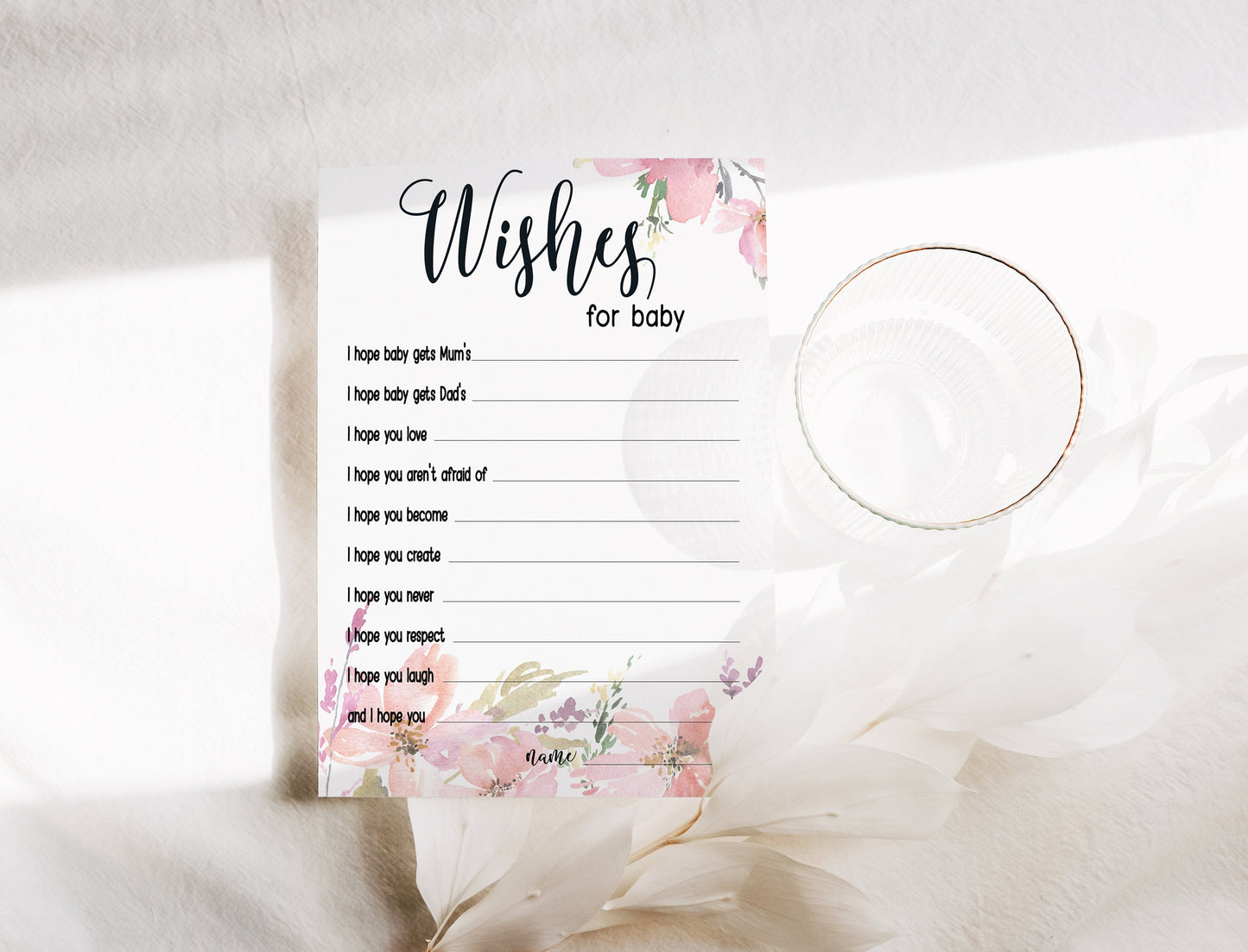 Pink Baby Shower Bundle, Watercolour Floral, Boho Chic, Girl Baby Shower, Mum To Be, Printed A6