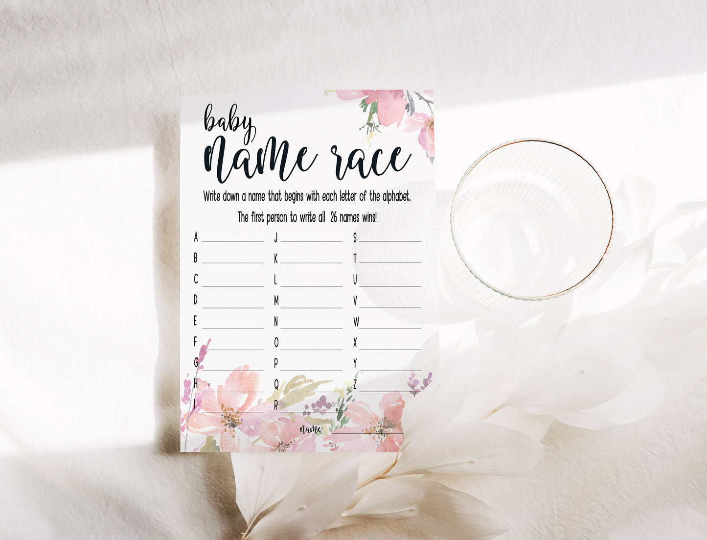 Pink Baby Shower Bundle, Watercolour Floral, Boho Chic, Girl Baby Shower, Mum To Be, Printed A6