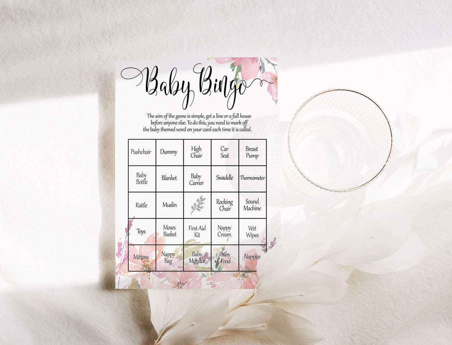 Pink Baby Shower Bundle, Watercolour Floral, Boho Chic, Girl Baby Shower, Mum To Be, Printed A6