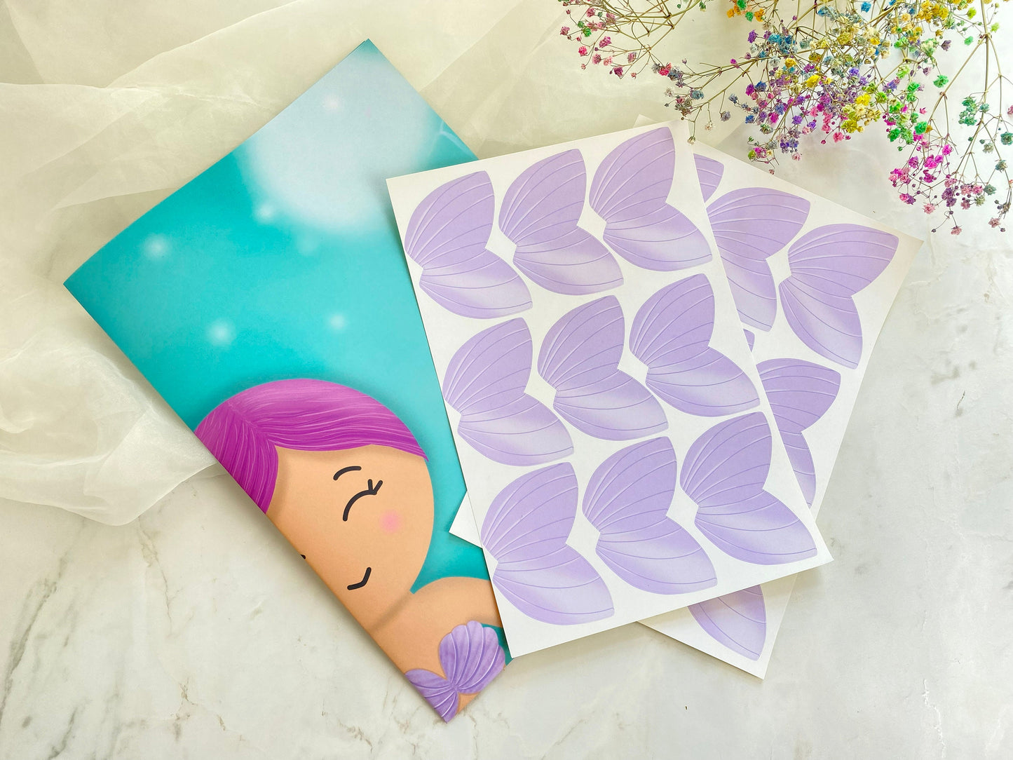 Pin The Tail on the Mermaid Game, Girls Birthday Party Theme, Pink Mermaid, Double-sided Poster A2