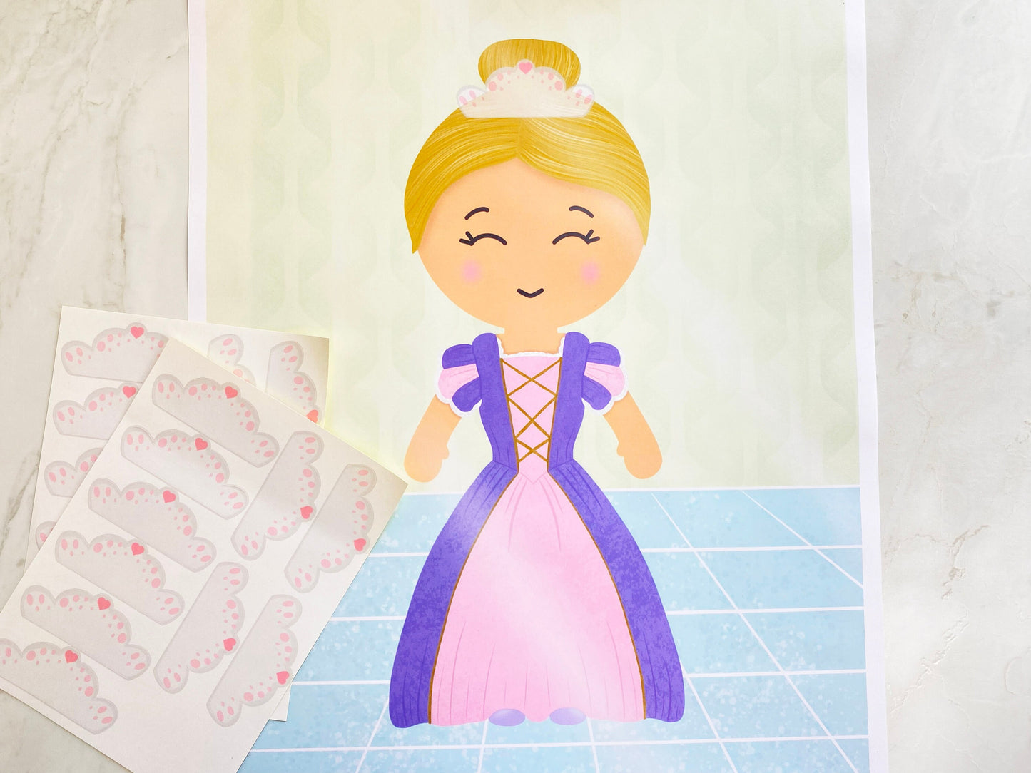 Pin The Crown on the Princess Game, Girls Birthday Party Theme, Pink Princess, Double-sided Poster A2