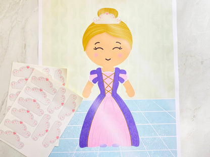Pin The Crown on the Princess Game, Girls Birthday Party Theme, Pink Princess, Double-sided Poster A2