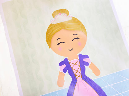 Pin The Crown on the Princess Game, Girls Birthday Party Theme, Pink Princess, Double-sided Poster A2