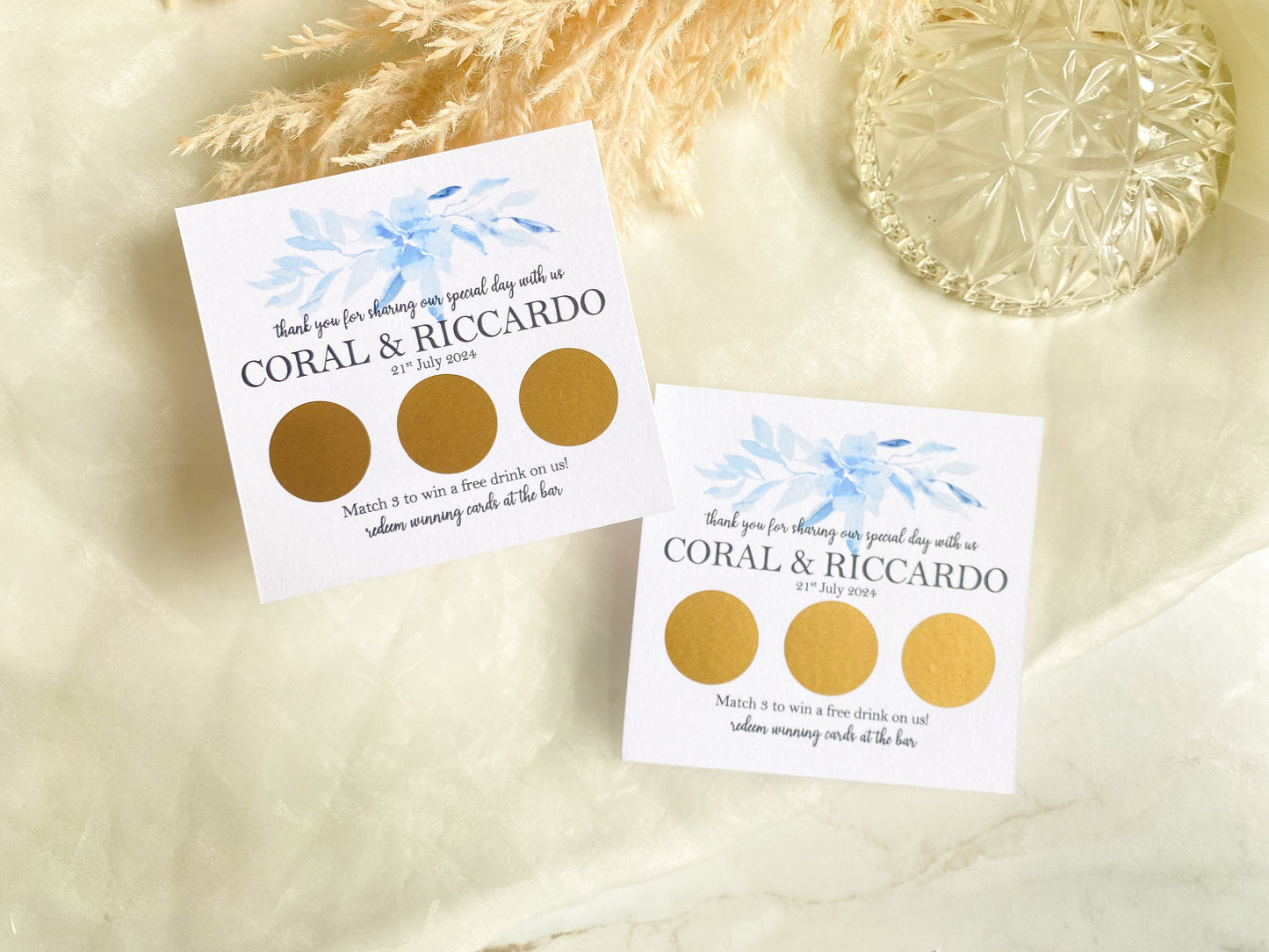 Personalised Wedding Scratch Card, Win a Drink, Scratch Card, Wedding Favour, Navy Flowers