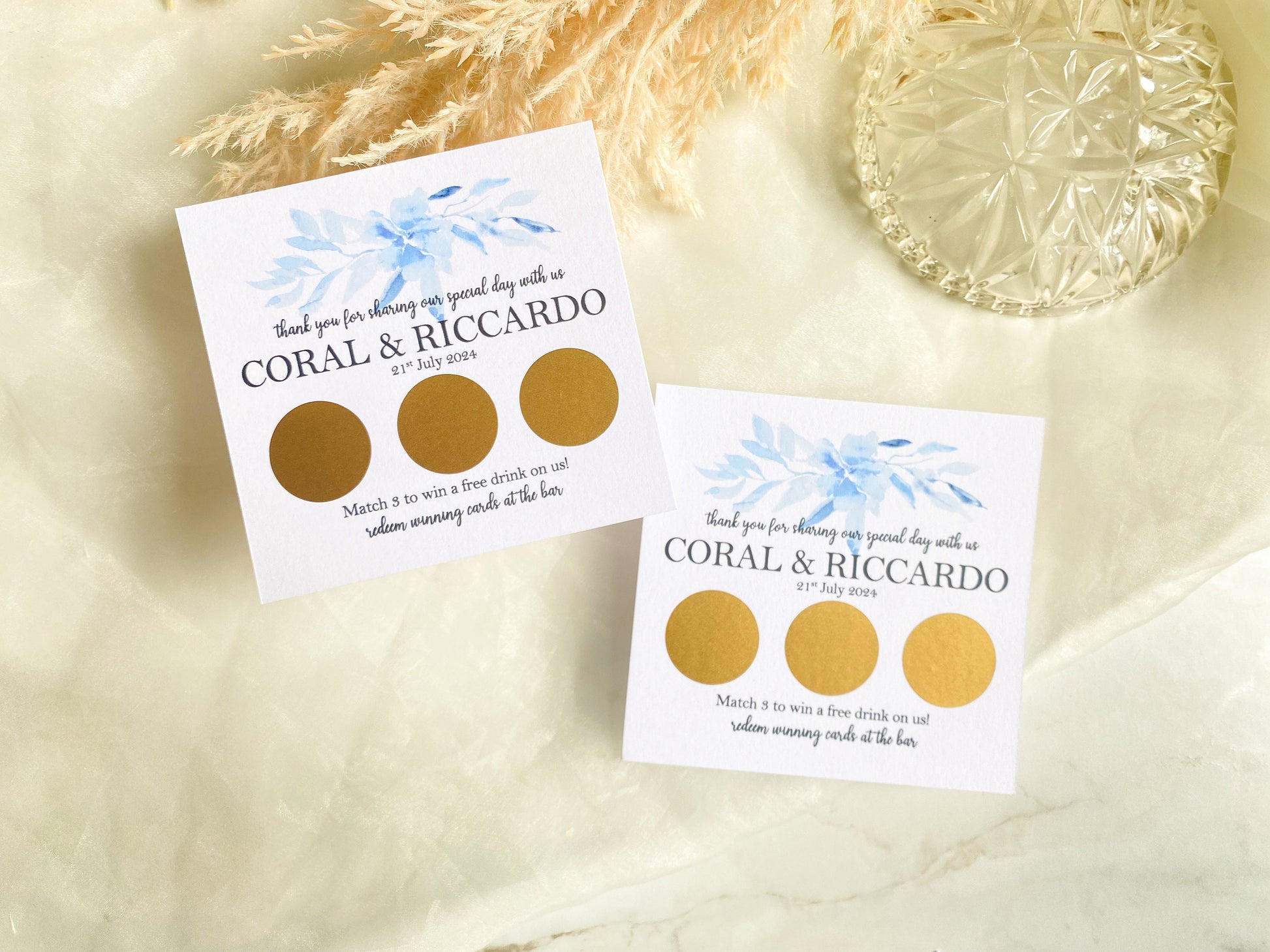 Personalised Wedding Scratch Card, Win a Drink, Scratch Card, Wedding Favour, Navy Flowers