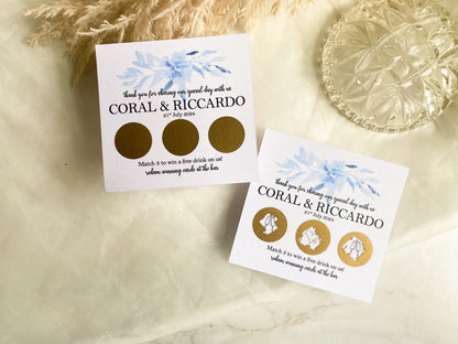 Personalised Wedding Scratch Card, Win a Drink, Wedding Favour, Match 3, Black and White