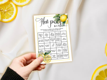Hen Party Bingo, Hen do Games, Lemon Theme, She found her main squeeze, Bride to be, Bridal Bingo
