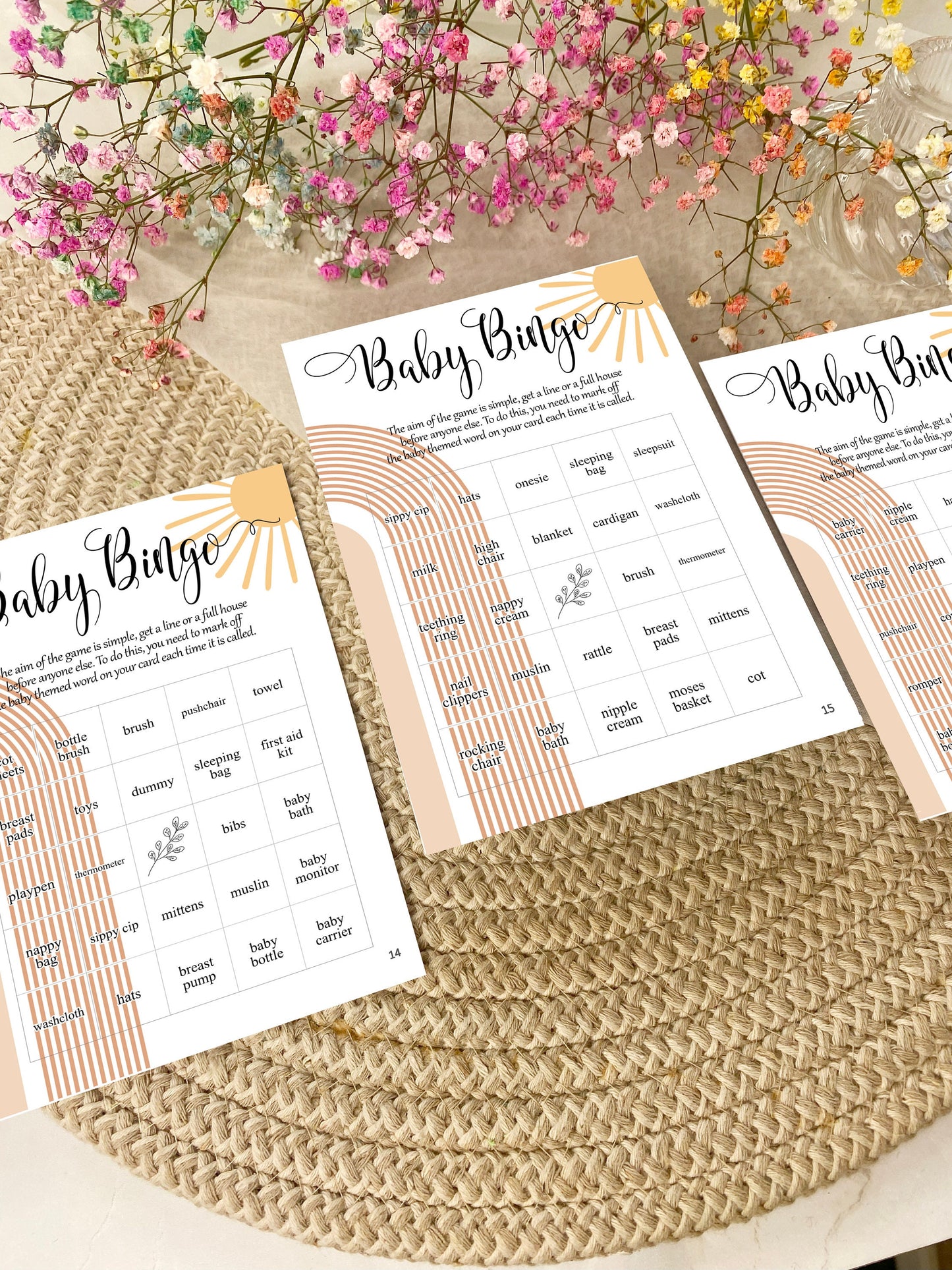 Our Ray of Sunshine Baby Shower Bingo Game, Here Comes the Sun, Gender Neutral Baby Shower, Baby Bingo, Baby Boy/Girl Shower