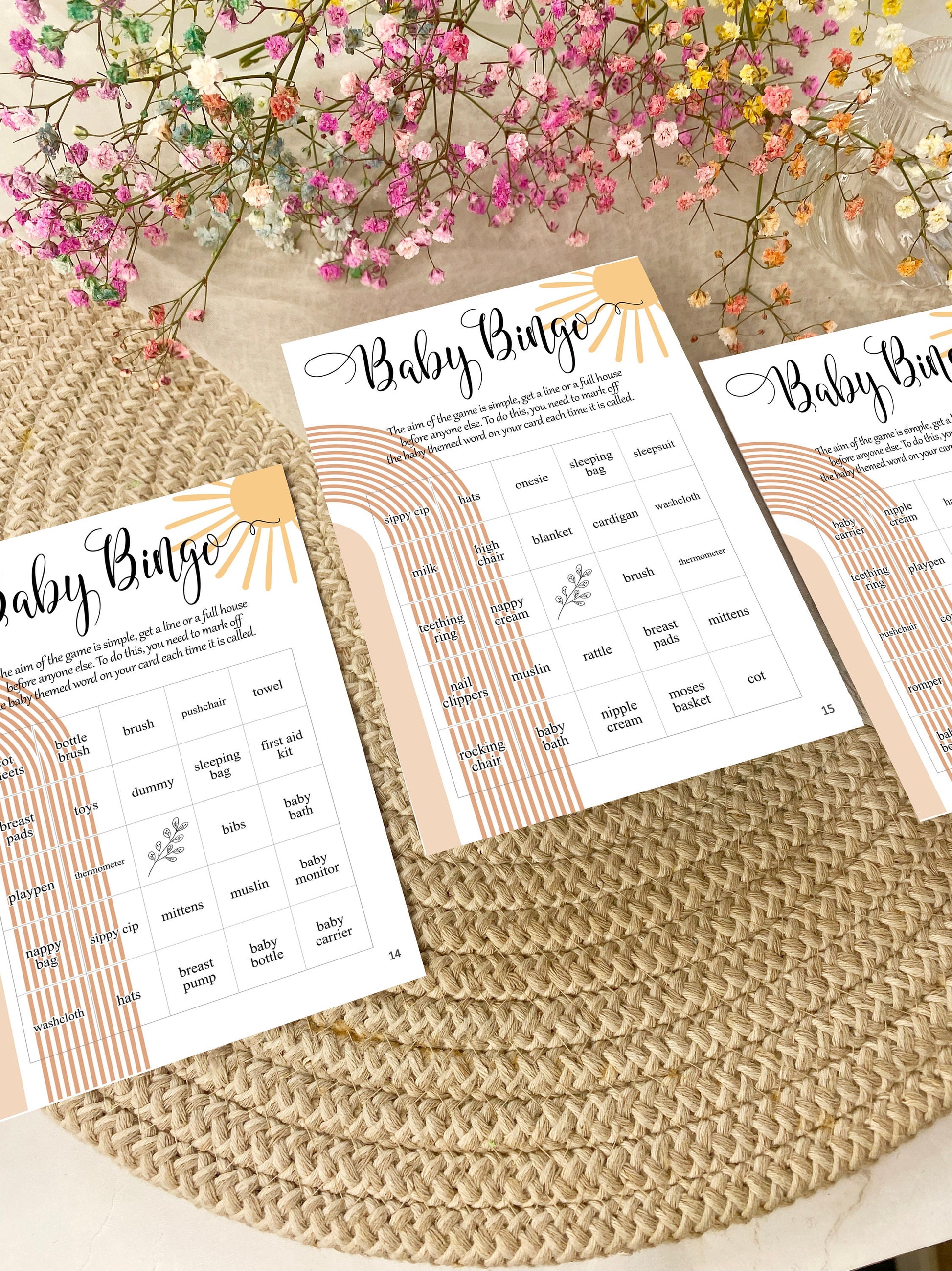 Our Ray of Sunshine Baby Shower Bingo Game, Here Comes the Sun, Gender Neutral Baby Shower, Baby Bingo, Baby Boy/Girl Shower