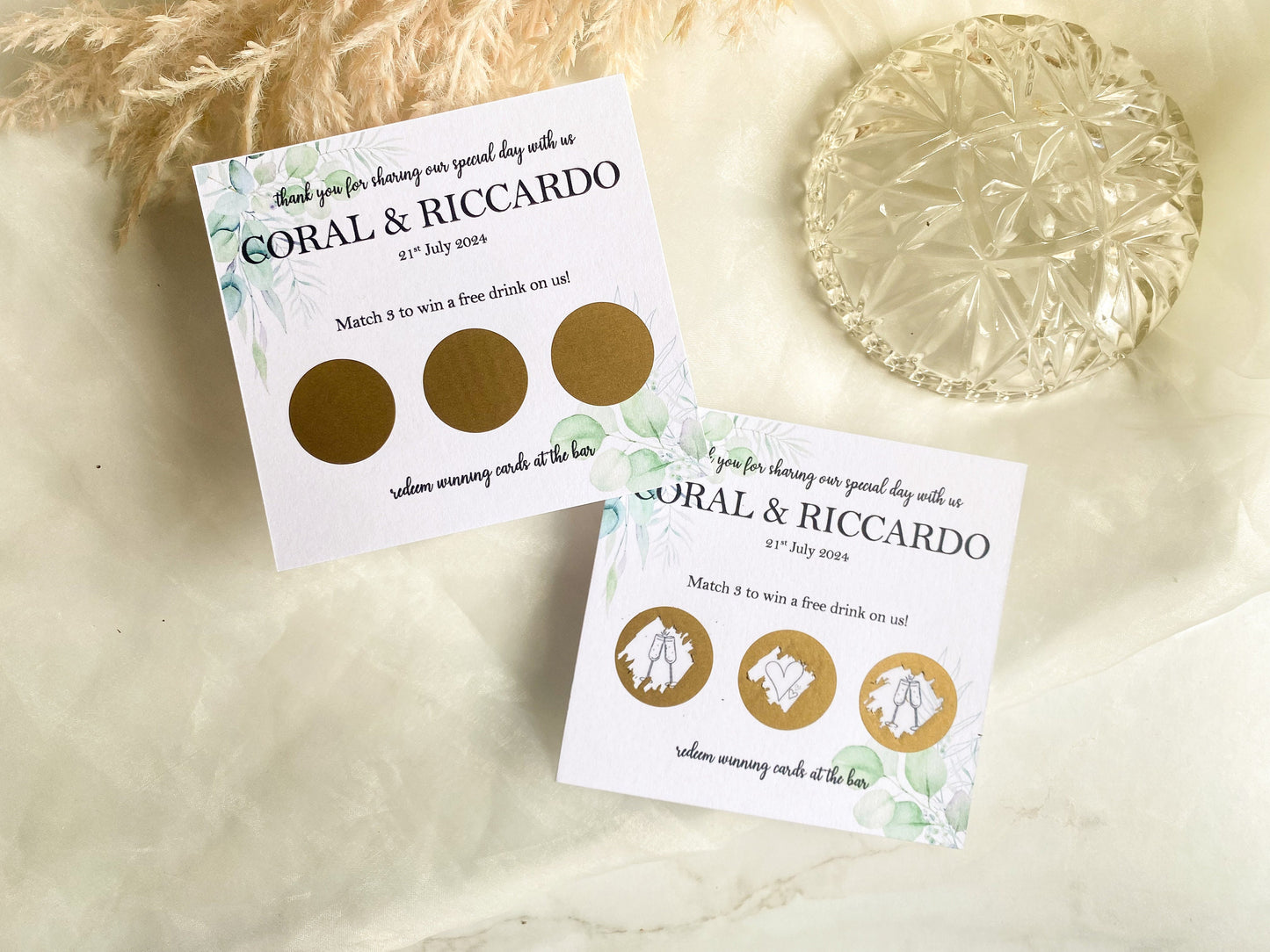 Personalised Wedding Scratch Card, Win a Drink, Scratch Card, Wedding Favour, Navy Flowers