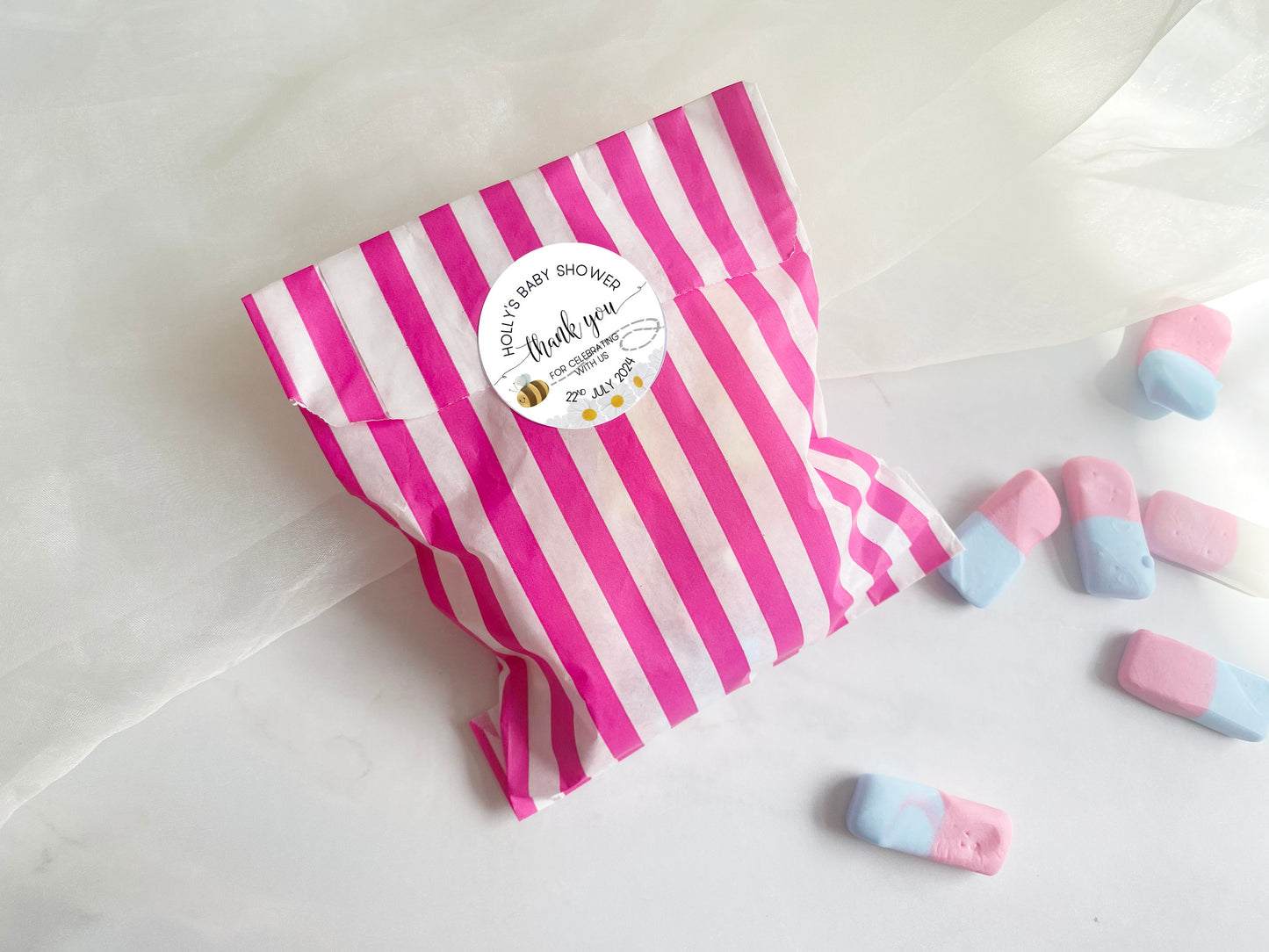 Mum to Bee Baby Shower Stickers: Bumble Bee & Daisies, Personalised Favours