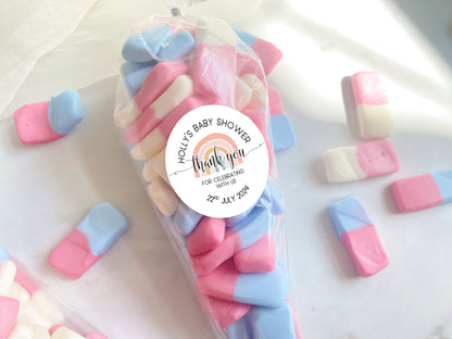 Boho Rainbow Baby Shower Sticker Favors: Personalized Party Gifts