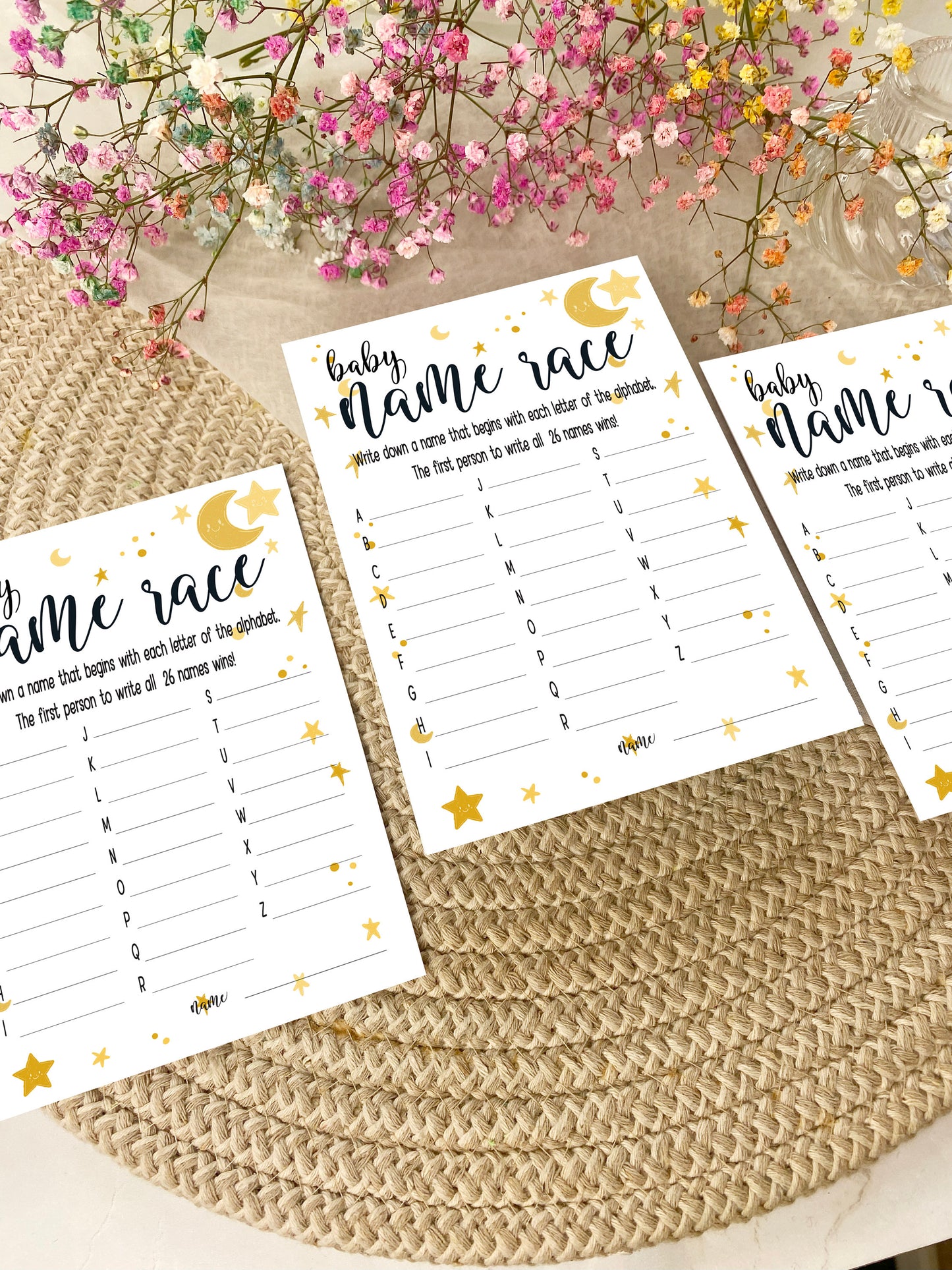 Moon and Stars Baby Shower Bundle, Prediction and Advice Cards Game, Gender Neutral Baby Shower, Mum To Be, Printed A6