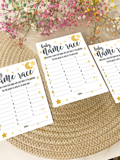 Moon and Stars Baby Shower Bundle, Prediction and Advice Cards Game, Gender Neutral Baby Shower, Mum To Be, Printed A6