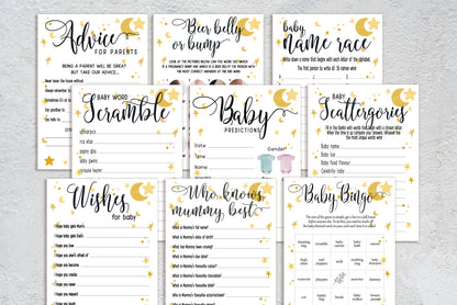 Moon and Stars Baby Shower Bingo Game