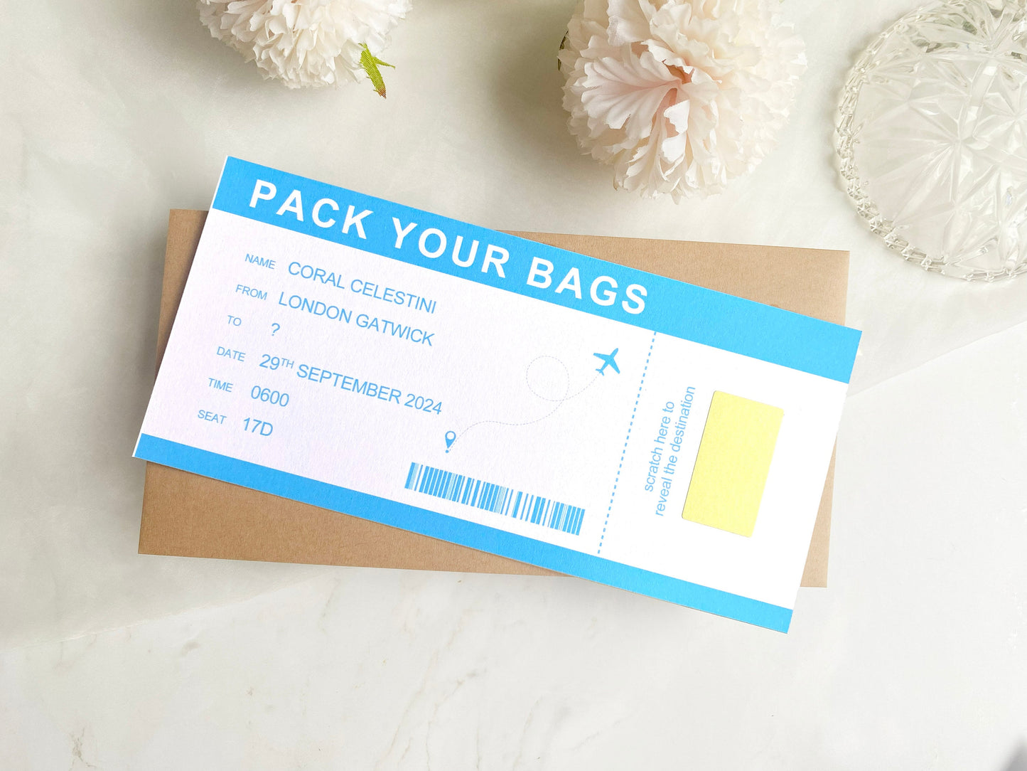 Birthday Voucher Personalised, Surprise Holiday, Personalised Gift, Present Reveal For Her/Him