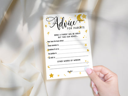 Moon and Stars Baby Shower Bundle, Prediction and Advice Cards Game, Gender Neutral Baby Shower, Mum To Be, Printed A6