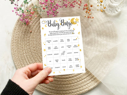 Moon and Stars Baby Shower Bingo Game