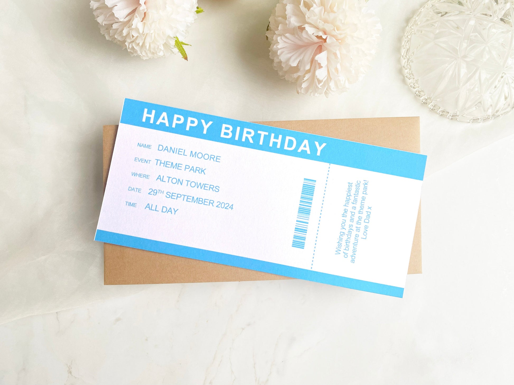Birthday Voucher Personalised, Surprise Holiday, Personalised Gift, Spa Day, Present Reveal For Him