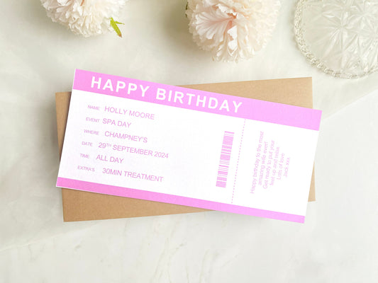 Birthday Voucher Personalised, Surprise Holiday, Personalised Gift, Spa Day, Present Reveal For Her