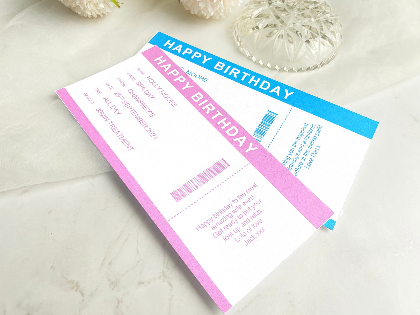 Birthday Voucher Personalised, Surprise Holiday, Personalised Gift, Spa Day, Present Reveal For Him