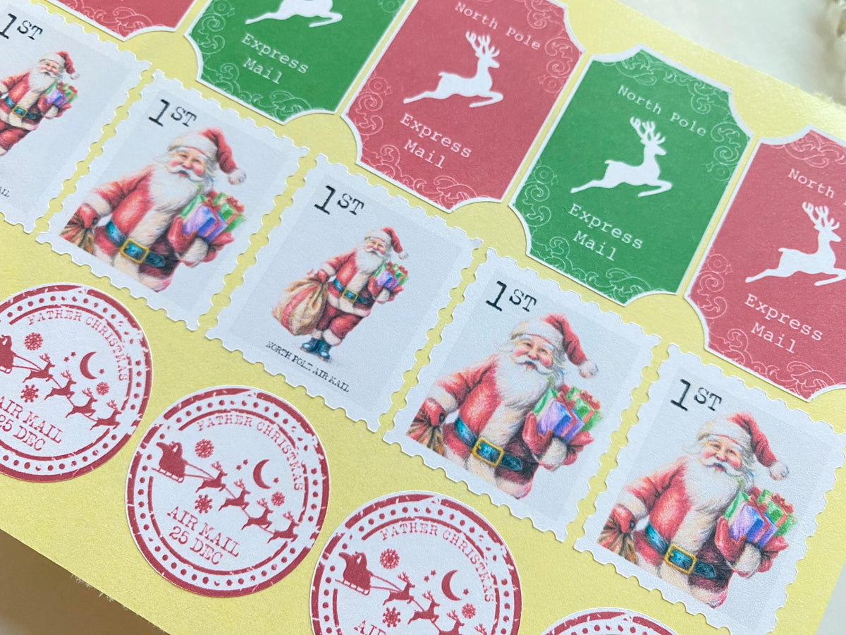Father Christmas Stamps, DIY Homemade Letter From Santa, Santa Stickers, North Pole Mail