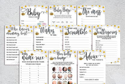 Mama to Bee Baby Shower Game Bundle: Prediction & Advice Cards