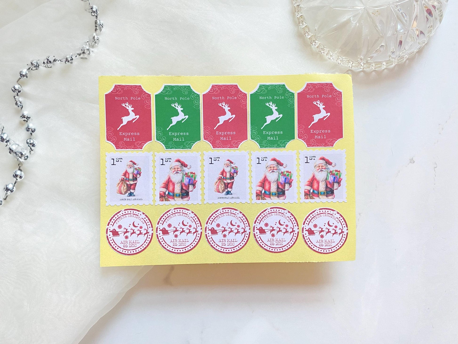 Father Christmas Stamps, DIY Homemade Letter From Santa, Santa Stickers, North Pole Mail