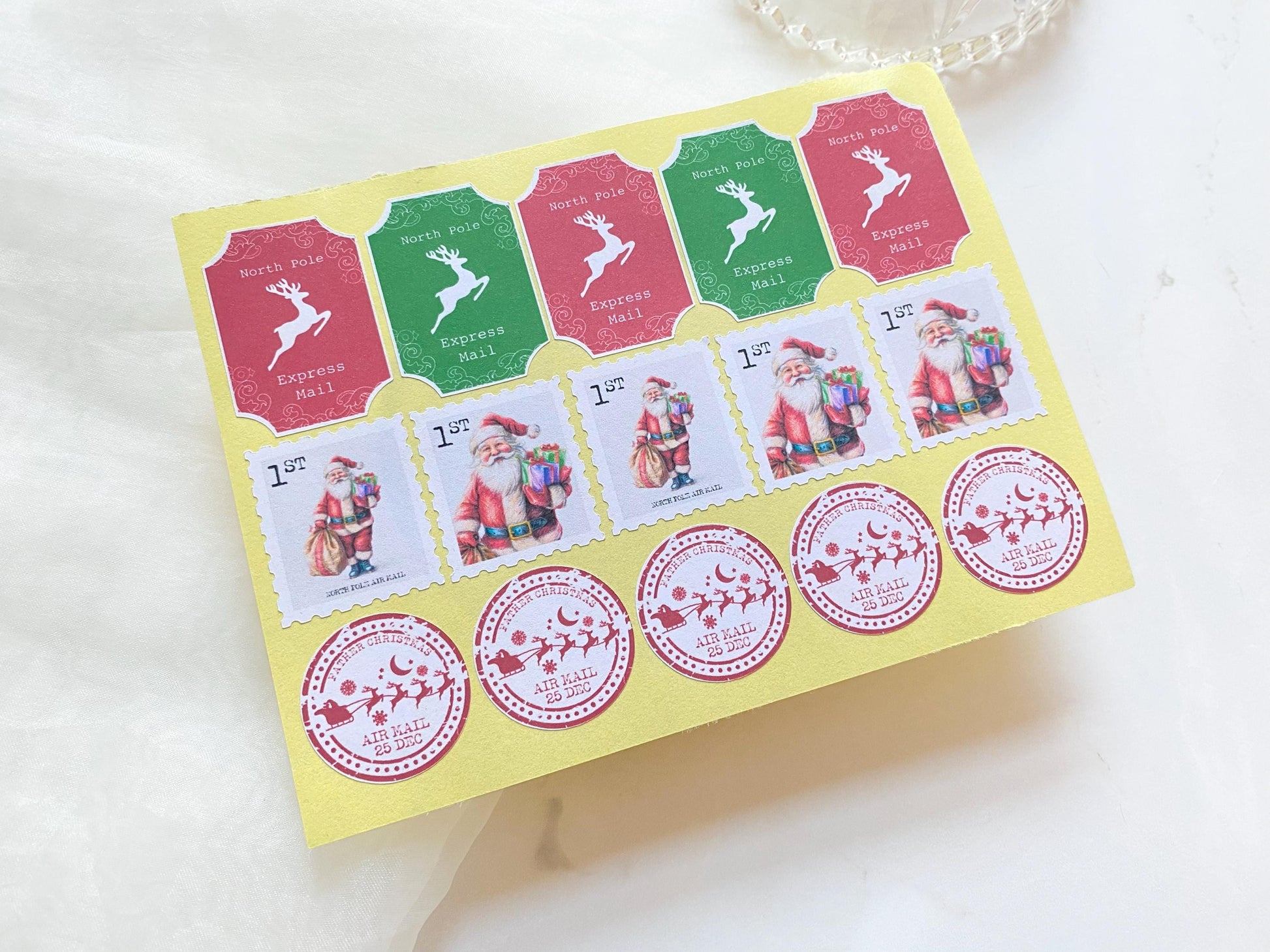 Father Christmas Stamps, DIY Homemade Letter From Santa, Santa Stickers, North Pole Mail